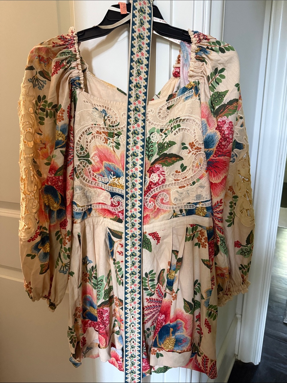 FARM Rio Cream Floral Embroidered Jumpsuit Romper